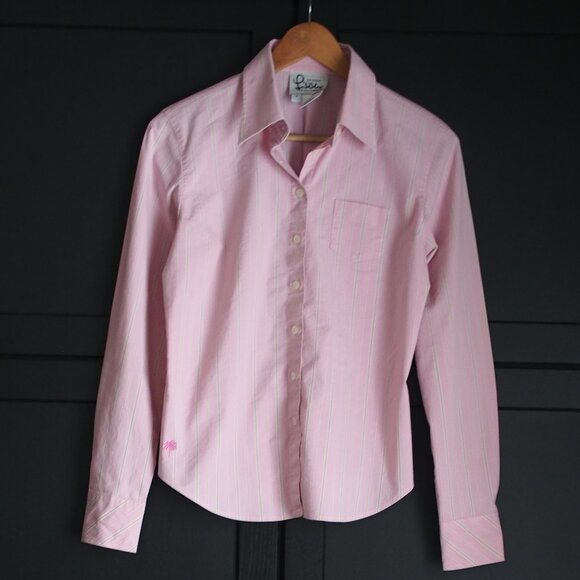 Lily Pulitzer | Pink & White Stripe Shirt - Picture 1 of 4